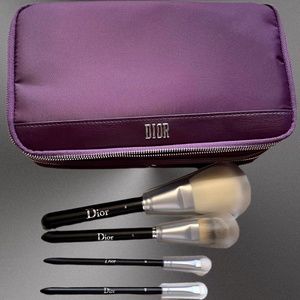 DIOR Backstage Dual Compartment Makeup Case, Brush Holder W/4 Brushes NEW in BOX